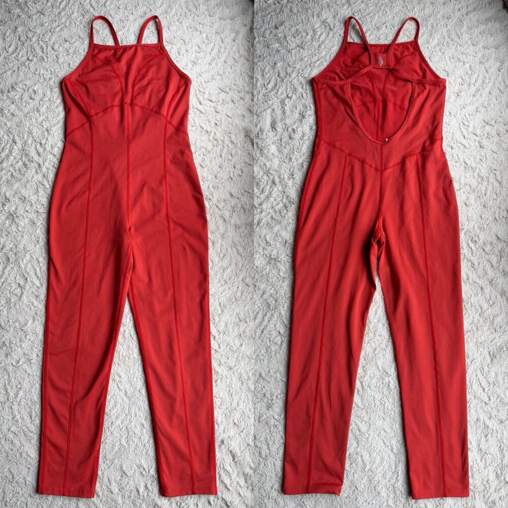 FP movement side to side performance onesie jumpsuit coral red free people S‎ - Picture 17 of 17